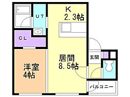 CROSSTIA南円山 1LDKの間取図画像