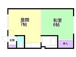 美幸マンション 1DKの間取図画像