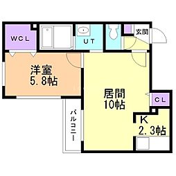 神宮前パークフォレスト 1LDKの間取図画像