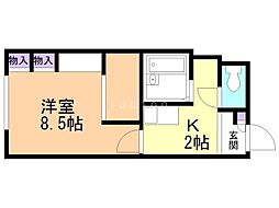 レオパレスセントラル南4条B 1Kの間取図画像