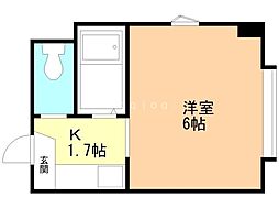 キャッスル813L.T 1Kの間取図画像