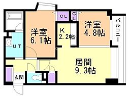 プライムアーバン北3条通 2LDKの間取図画像