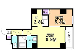 エステラ南3条館A 1LDKの間取図画像