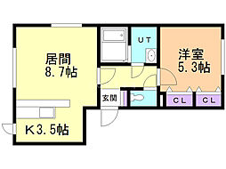 ファミル山鼻 1LDKの間取図画像
