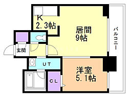 COLORE知事公館前 1LDKの間取図画像