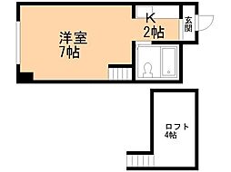 クィーン南5条 1Kの間取図画像