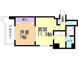 デュアンジュ北円山 1LDKの間取図画像