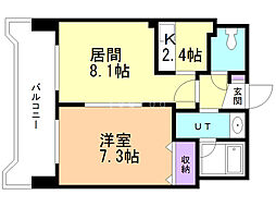 デュアンジュ北円山 1LDKの間取図画像