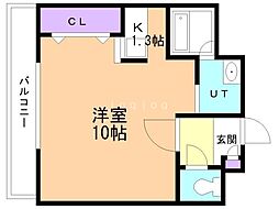 フィオーレクレッシェレ 1Kの間取図画像