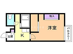 レオパレススターラポラ 1Kの間取図画像