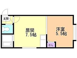 シャンベルタン 1DKの間取図画像