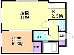 クラリス中島公園 1LDKの間取図画像