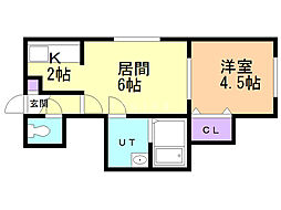プログレス中島 1LDKの間取図画像