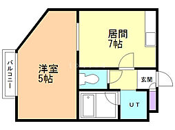 メゾンドブラン 1DKの間取図画像
