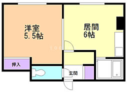 イーハトーブ啓明 1DKの間取図画像
