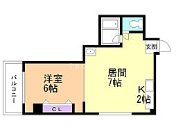 クリスタルファイブ 1LDKの間取図画像