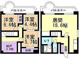 エンドレスリバーサイド 3SLDKの間取図画像