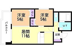 山鼻ハイム 2LDKの間取図画像