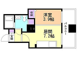 ビッグタワー大通公園 1DKの間取図画像
