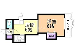 シティハウス宮の森 1DKの間取図画像