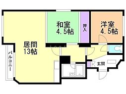 第12松井ビル 2LDKの間取図画像