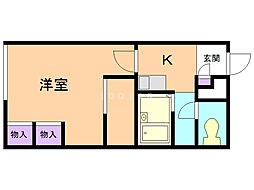 レオパレスソレイユ伏見 1Kの間取図画像
