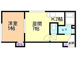 K-89 1LDKの間取図画像
