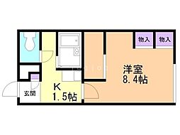 レオパレス希望 1Kの間取図画像