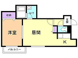 ノーブル円山 1LDKの間取図画像
