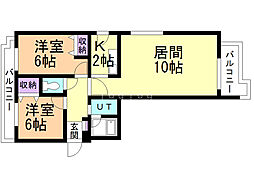 ダイアナ南山鼻ヒルズ2B 2LDKの間取図画像
