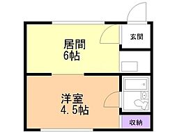 円山パークマンション 1DKの間取図画像