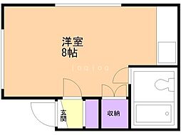 センターハイツ3-4 1Kの間取図画像
