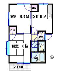増田ハイツ 2階2DKの間取り