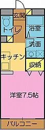 カーサ・ピッコラ伊勢崎 1階1Kの間取り