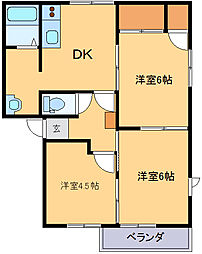 サニーウェル 1階3DKの間取り