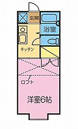 ハイツ富塚10 2階1Kの間取り