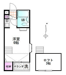 シェルコート伊勢崎 1階ワンルームの間取り