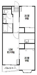 シンフォニー 3階2LDKの間取り