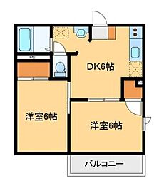 ヴィラパストラルＡ 2階2DKの間取り