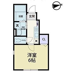 Mandarino  pesca 1階1Kの間取り