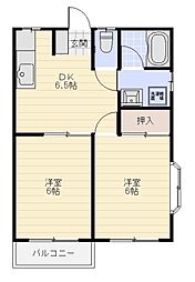 パークハイツ 2階2DKの間取り
