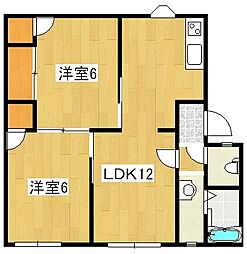 ヴィラリエゾン 1階2LDKの間取り