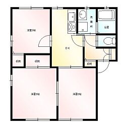 ロワール久保田Ｂ 2階3DKの間取り