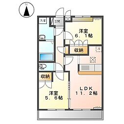 葵 1階2LDKの間取り