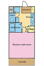 ステラプレイス 2階1Kの間取り