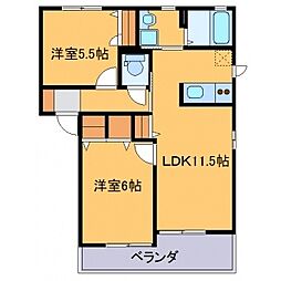 パストラル 2階2LDKの間取り