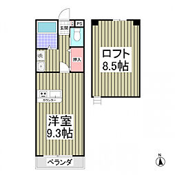 メイプルリーフ ワンルームの間取図画像