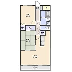 ニューセラヴィ伊勢崎 2LDKの間取図画像