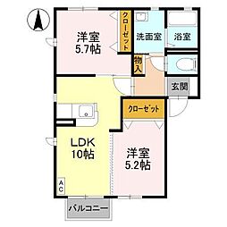 クレシエンテA 2LDKの間取図画像