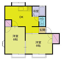 清水ヒルズL 2DKの間取図画像